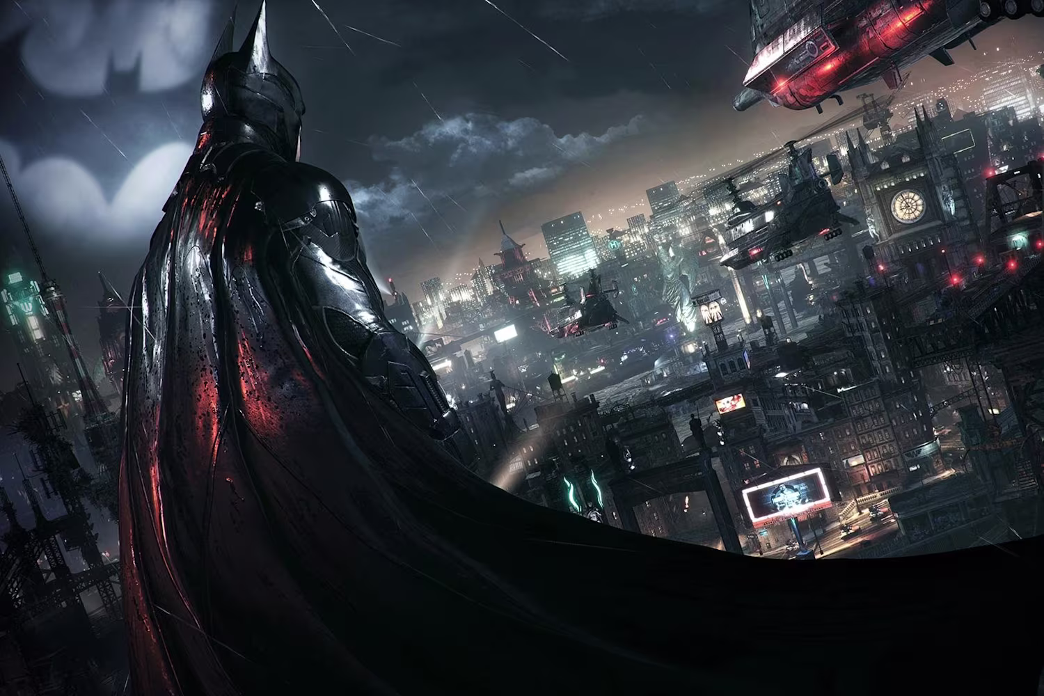 Batman overlooking Gotham City